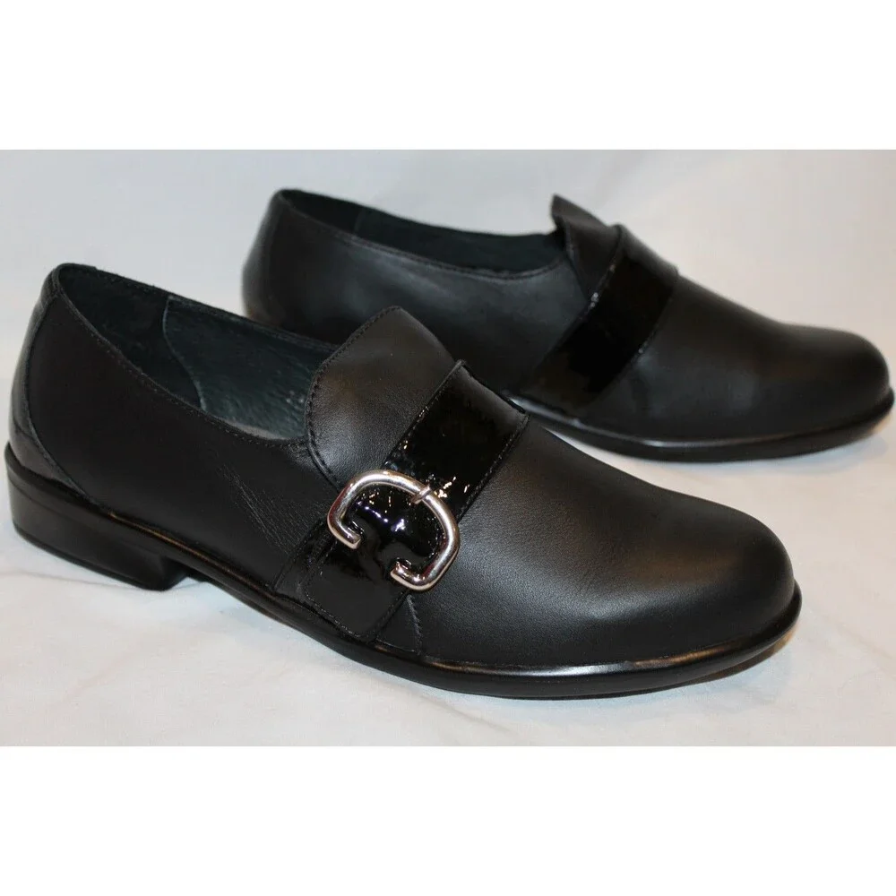 NAOT Viscol Women's Leather Buckle‎ Loafers Black NIB $205 SZ EU 41 US 10